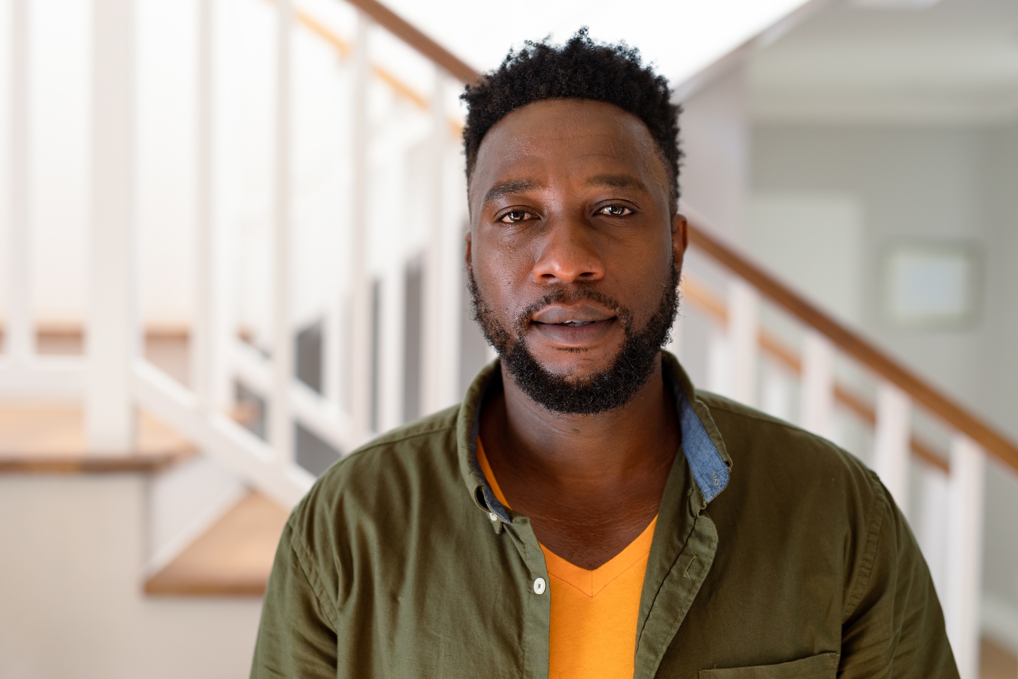 Portrait of african american man looking at camera